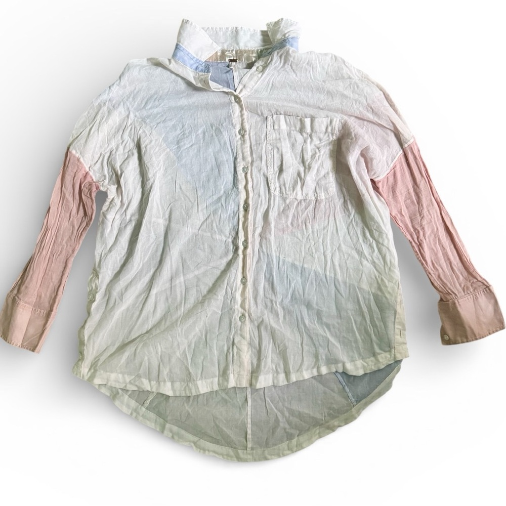 Free People Rainbow Rays Patchwork Button Up Shir… - image 3